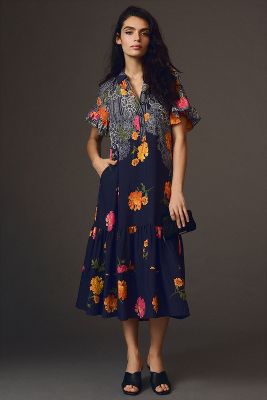 By Anthropologie Ruffle-Sleeve Dress