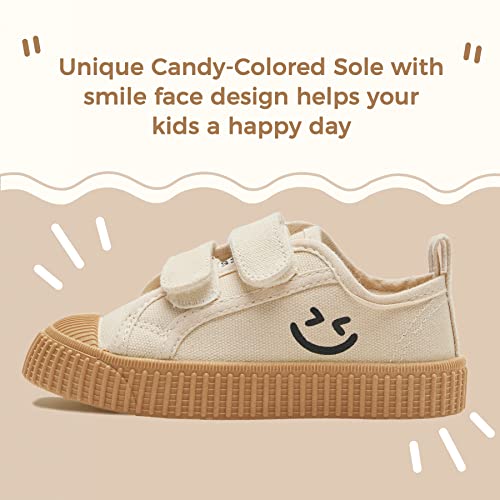 HAPPY NOCNOC Toddler Shoes for Boys & Girls, Canvas Velcro Sneakers with Candy-Colored Sole Size 6-14