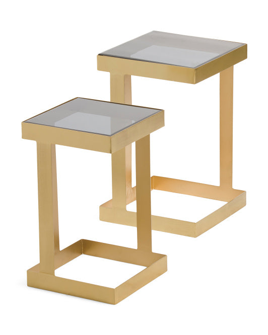 Set Of 2 Square Contemporary Side Tables