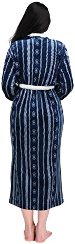 NY Threads Women Fleece Shawl Collar Bathrobe - Plush Long Robe