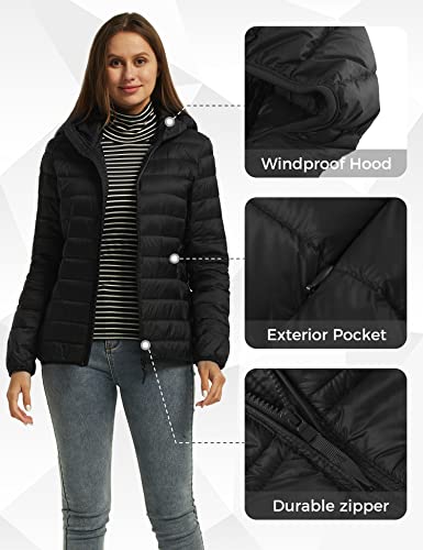 Wantdo Women's Hooded Packable Ultra Light Weight Short Down Jacket