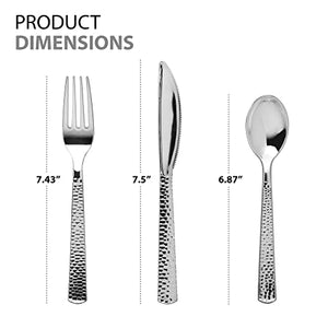 Lillian Tablesettings Plastic Cutlery Silverware Extra Heavyweight Disposable Flatware, Full Size Cutlery Combo, 32 Forks, 32 Knifes, 32 Spoons, Value Pack 96 Count