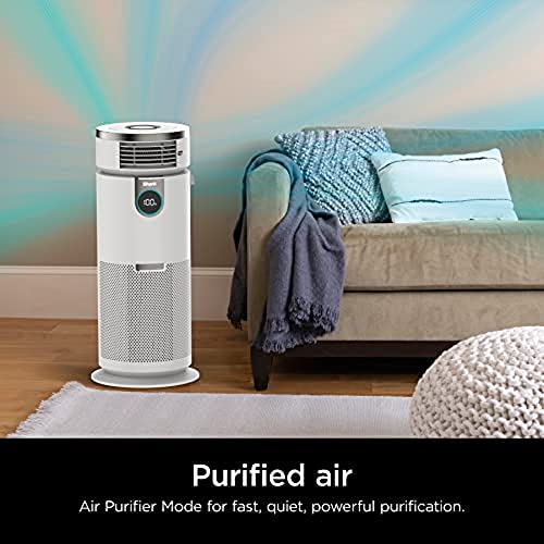 Shark HC502 3-in-1 Clean Sense Air Purifier MAX, Heater & Fan, HEPA Filter, 1000 Sq Ft, Oscillating, Large Rooms, Kitchens, Captures 99.98% of Particles for Clean Air, Dust, Smoke & Allergens, White