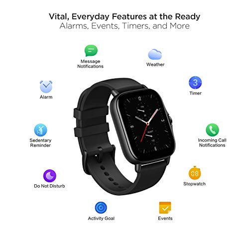 Amazfit GTS 2e Smart Watch for Men, Alexa Built-In, Health & Fitness Tracker with GPS, 90 Sports Modes, 14 Day Battery Life, Blood Oxygen Heart Rate Sleep Monitoring, 5 ATM Waterproof, Black