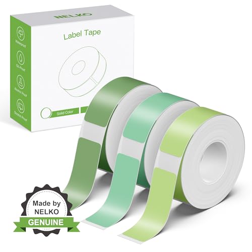 Genuine P21 Label Maker Tape, Adapted Label Print Paper, 14x40mm (0.55"x1.57"), Standard Laminated Labeling Replacement, Multipurpose of P21, 180 Tapes/Roll, 3-Roll, Light Green/Green/Dark Green