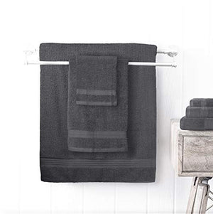 GLAMBURG Ultra Soft 8-Piece Towel Set - 100% Pure Ringspun Cotton, Contains 2 Oversized Bath Towels 27x54, Hand 16x28, 4 Wash Cloths 13x13 Ideal for Everyday use, Hotel & Spa -Charcoal Grey