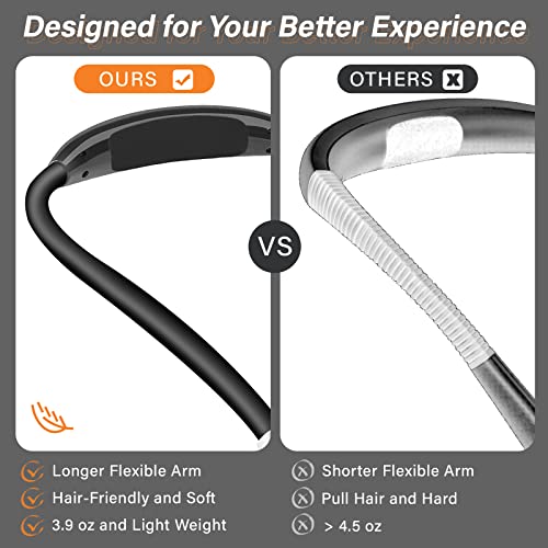 Vekkia Rechargeable LED Neck Reading Light, Book Lights for Reading in Bed, 3 Brightness Levels, Flexible Soft Silicone Arms Comfortable Wear, Long Lasting. Perfect for Readers, Craft & Knitting,Black