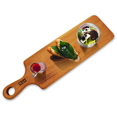UPIT Wood Serving Tray - Cutting Boards with Handle - Serving Tray Serves for Cheese, Pizza & Fruits - Chopping Board for Meat & Fish - Cutting Boards for Kitchen & Housewarming Gift (Long Slim)