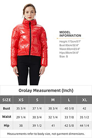 Orolay Women's Ultra Short Down Coat Glossy Puffer Petite Winter Jacket with Stand Collar