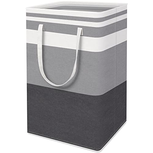 HomeHacks 1-Pack Large Laundry Basket,Waterproof, Freestanding Laundry Hamper, Collapsible Tall Clothes Hamper with Extended Handles for Clothes Toys in The Dorm and Family-(Gradient Grey, 75L)