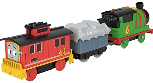 Thomas & Friends Motorized Toy Train Percy Battery-Powered Engine & Brake Car Bruno Rail Vehicle For Ages 3+ Years