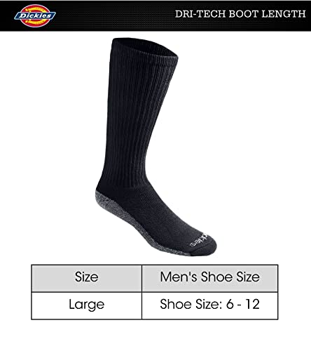 Dickies Men's Multi-Pack Dri-tech Moisture Control Boot-Length Socks