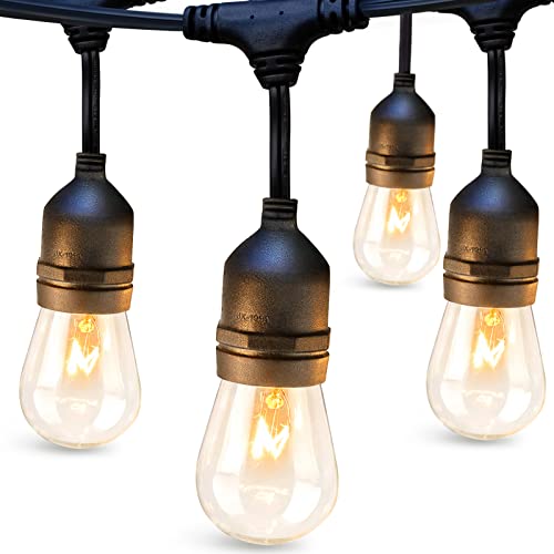 addlon 24FT Outdoor String Lights Commercial Grade Weatherproof Strand Edison Vintage Bulbs, ETL Listed Heavy-Duty Decorative Café Market Patio Lights for Bistro Classic Black