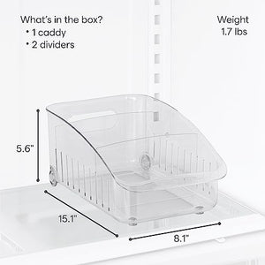 YouCopia RollOut Fridge Drawer 8", Fridge Organizer and Storage, Clear BPA-Free Refrigerator Bin with Adjustable Dividers