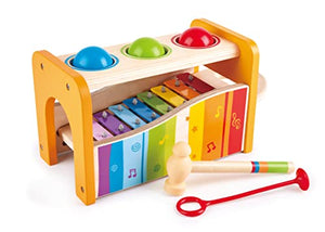 Hape Pound & Tap Bench with Slide Out Xylophone - Award Winning Durable Wooden Musical Pounding Toy for Toddlers,Yellow