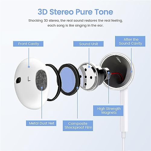 2 Pack-Apple Earbuds/Lightning/iPhone Headphones Wired Earphones [Apple MFi Certified] Built-in Microphone & Volume Control Compatible with iPhone 7/8/X/11/12/13/14/Pro/Pro Max, Support All iOS System