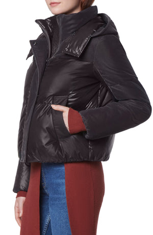 Andrew Marc Hooded Quilted Down Puffer Jacket, Alternate, color, PAVEMENT