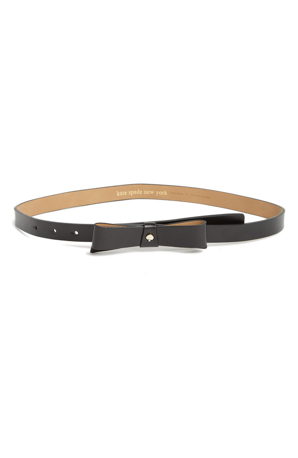 KATE SPADE NEW YORK bow belt with spade, Main, color, BLACK