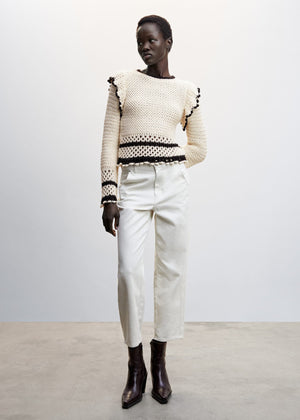 Sweater with ruffled openwork details - General plane