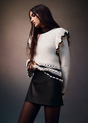 Sweater with ruffled openwork details - Details of the article 7