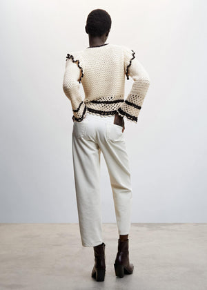 Sweater with ruffled openwork details - Reverse of the article