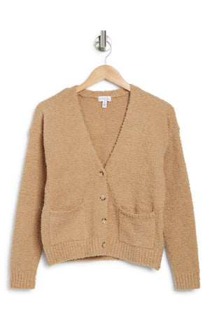 OLIVIA SKY Teddy Yarn Button-Up Cardigan, Alternate, color, TAN