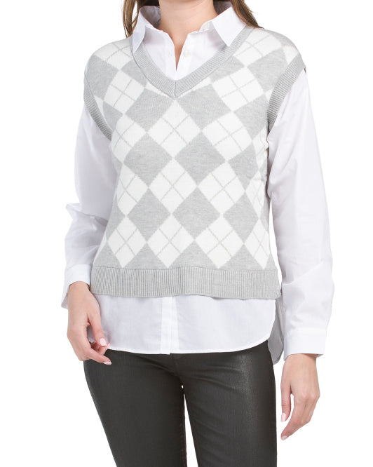 Argyle Twofer Sweater