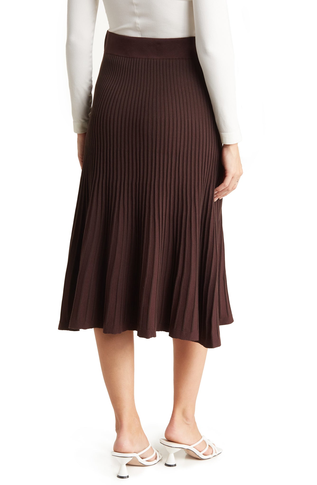 NANETTE LEPORE Pull-On Ribbed Sweater Skirt, Main, color, CHOCOLATE BROWN