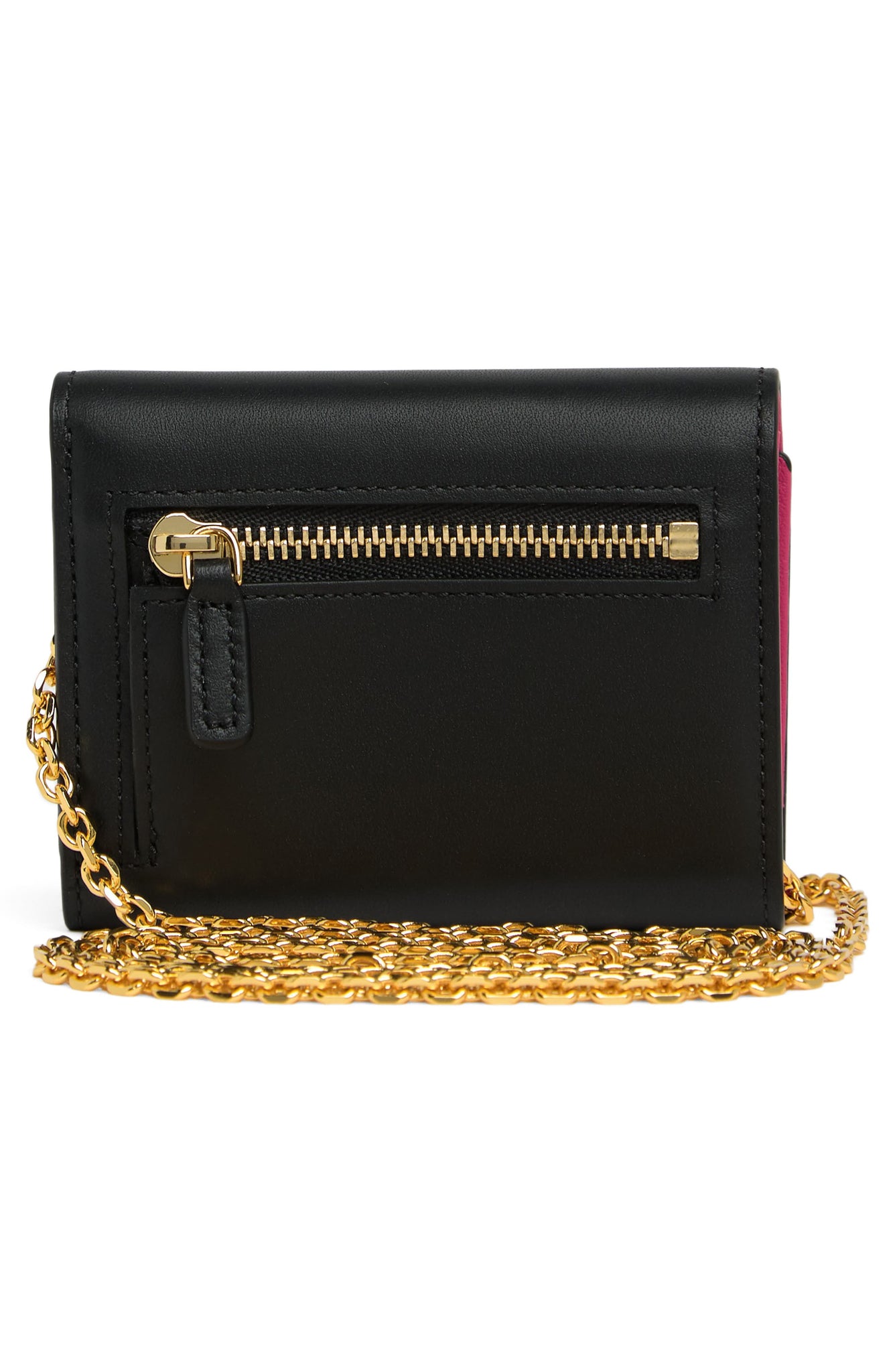 MCM Mode Travia Leather Chain Wallet, Alternate, color, BLACK