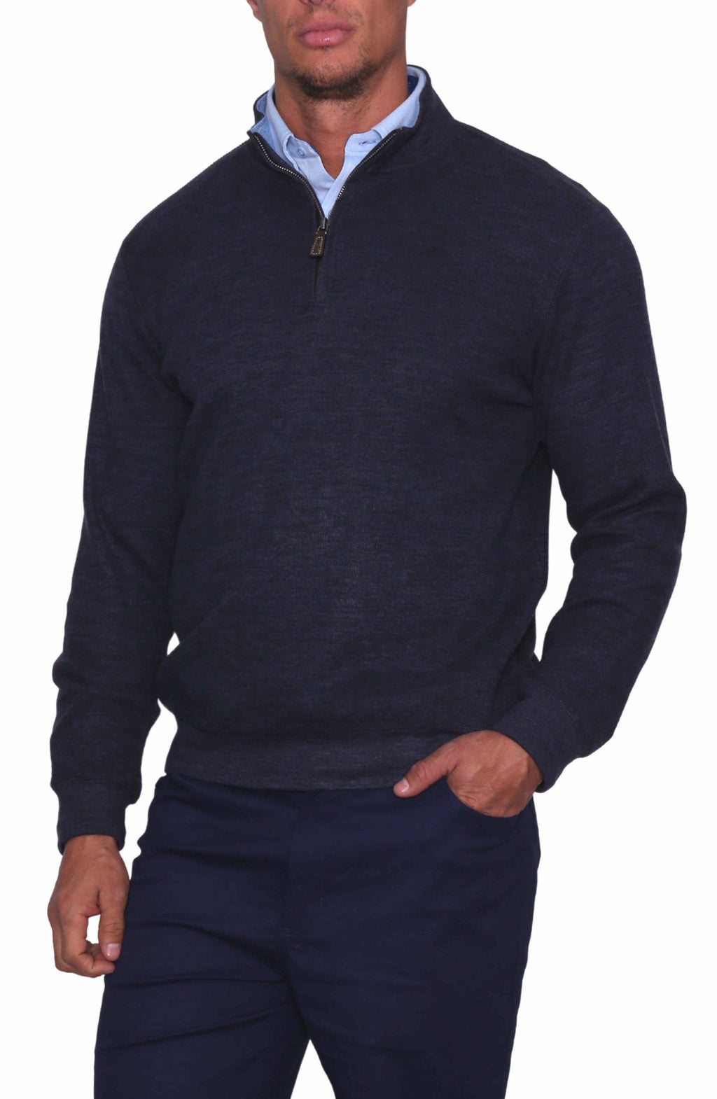 TAILORBYRD Cozy Quarter Zip Pullover Sweater, Main, color, NAVY