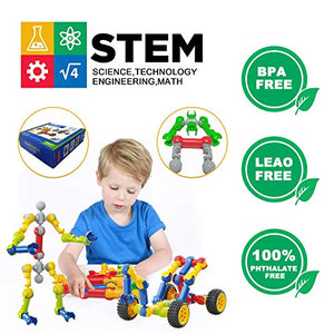 Caferria Kids Building Kit STEM Toys, 110 Pcs Educational Construction Engineering Building Blocks DIY Learning Set for Ages 3-10 Year Old Boys Girls, Best Gift for Children Creative Games Fun Play