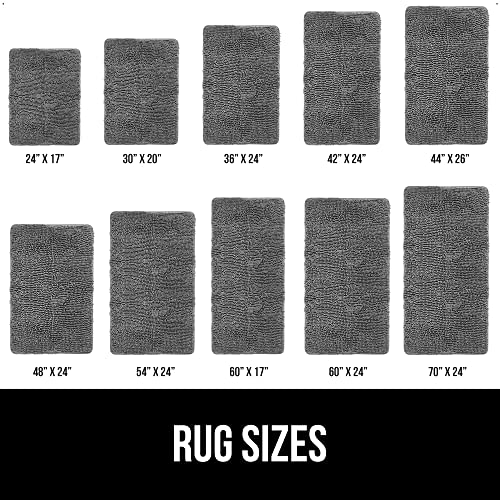 Gorilla Grip Bath Rug 24x17, Thick Soft Absorbent Chenille, Rubber Backing Quick Dry Microfiber Mats, Machine Washable Rugs for Shower Floor, Bathroom Runner Bathmat Accessories Decor, Grey