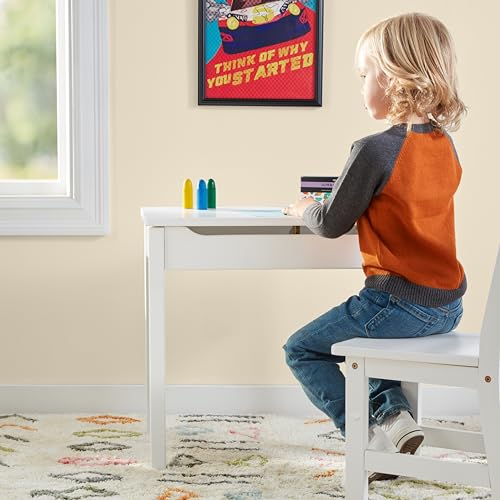 Amazon Basics Wood Lift-Top Kids Rectangular Study Desk, White