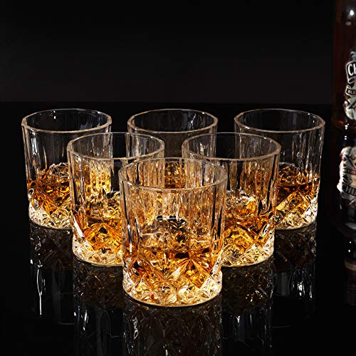 KANARS Whiskey Glasses Set of 6 with Elegant Gift Box,10 Oz Premium Old Fashioned Crystal Glass Tumbler for Liquor, Scotch, Cocktail or Bourbon Drinking, Gifts for Birthday Retirement Valentines Day