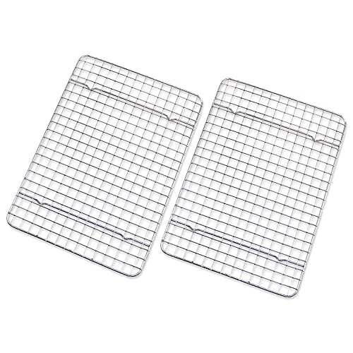 Checkered Chef Cooling Rack - Set of 2 Stainless Steel, Oven Safe Grid Wire Cookie Cooling Racks for Baking & Cooking - 8” x 11 ¾"