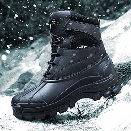 UPSOLO Mens Duck Boots Winter Snow Boot Waterproof Insulated Anti-Slip Fully Fur Lined Casual Lightweight