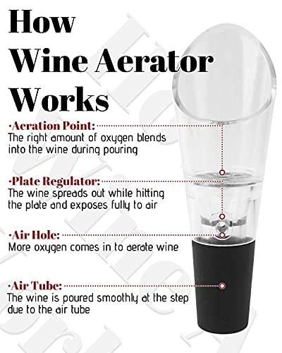 Wine Aerator, 6PCS Wine Pourer, Premium Wine Airarator, Wine Aerator Pourer Spout, Wine Aerorater and Wine Aireators Pourer for Wine Lovers