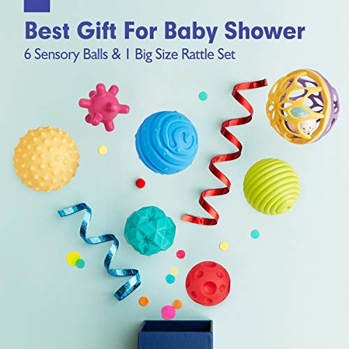 Montessori Toys - Sensory Balls for Baby Sensory Toys 1-3 Textured Hand Catching Balls, Baby Rattle 3-6 9 Months Old Baby Toys for Babies And Toddlers 6-12 Months