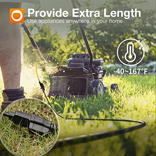 addlon 25 Feet Outdoor Extension Cord Waterproof Deep Black 16 AWG 3 Prong, Flexible Long Wires Perfect for Home or Office Use, UL Listed