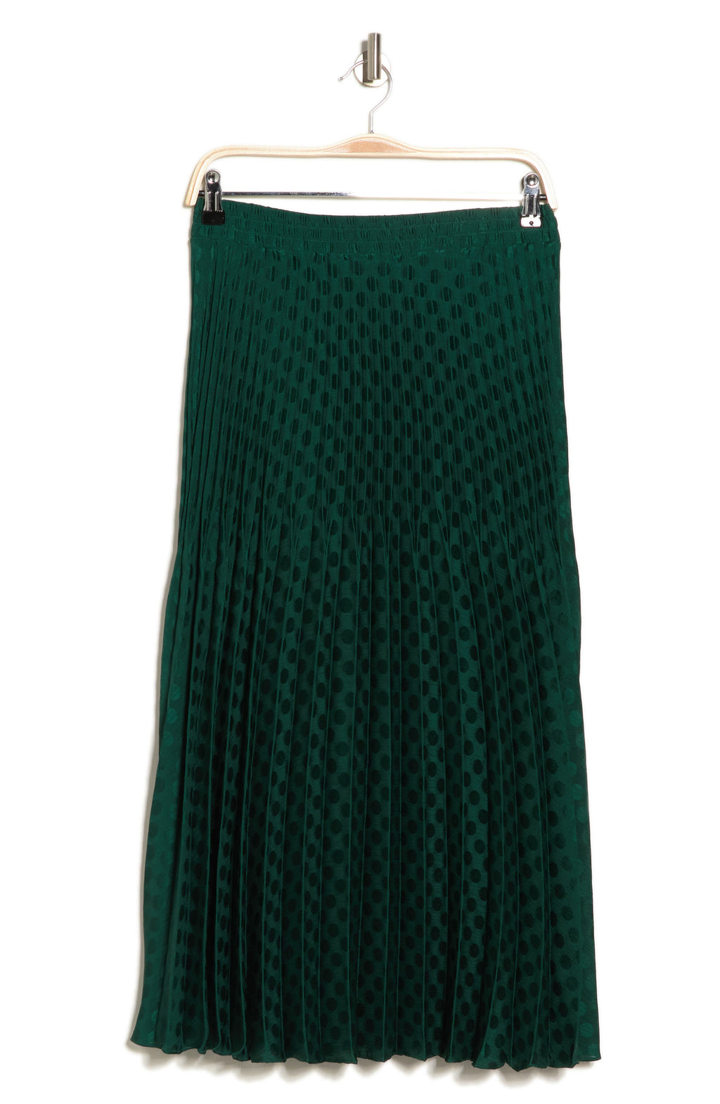 MAX STUDIO Pleated Satin Jacquard Skirt, Alternate, color, EMERALD