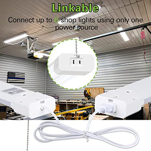 hykolity 4 Pack 4FT LED Shop Light, Linkable Utility Shop Lights, 42W, 5000K Daylight White Shop Light for Garages, Workshops,Hanging or FlushMount, Power Cord with Pull Chain Switch, ETL