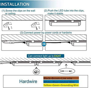 (6 Pack) Barrina LED T5 Integrated Single Fixture, 4FT, 2200lm, 6500K (Super Bright White), 20W, Utility LED Shop Light, Ceiling and Under Cabinet Light, Corded Electric with ON/OFF Switch, ETL Listed