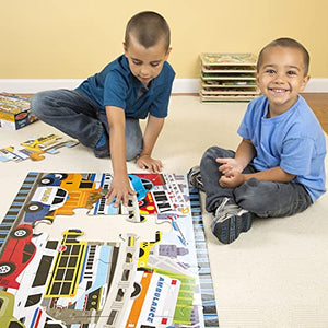 Melissa & Doug Traffic Jam Jumbo Jigsaw Floor Puzzle (24 pcs, 2 x 3 feet long) - Kids Vehicle Puzzles, Large Floor Puzzles For Preschoolers And Kids Ages 3+