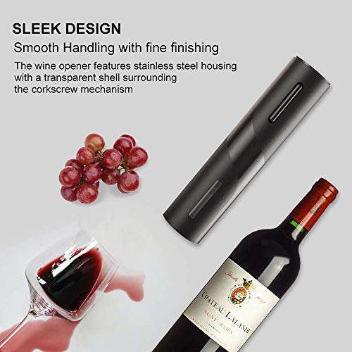 COKUNST Electric Wine Opener, Battery Operated Wine Bottle Openers with Foil Cutter, One-click Button Reusable Automatic Wine Corkscrew Remover for Wine Lovers Gift Home Kitchen Party Bar Wedding