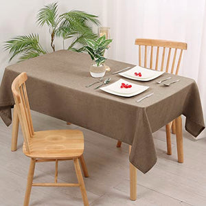 Hiasan Faux Linen Rectangle Tablecloth - Wrinkle and Stain Resistant Washable Table Cloth for Kitchen Dining Room Holiday Table Cover for Party Dinner, Khaki, 70 x 140 Inch