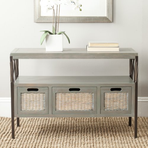 Safavieh American Homes Collection Joshua Antique Dark Walnut and Pewter 3-Drawer Console Table