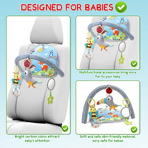 FPVERA Infant Car Seat Toys for Babies 0-6 Months: Travel Baby Toy for Rear Car Seat, Adjustable Mobile Activity Arch with Music, Sensory Hanging Toy Fits Safety Car Seats, Crib, Stroller