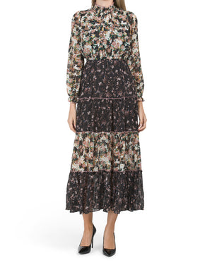 Long Sleeve Mock Neck Floral Maxi Dress