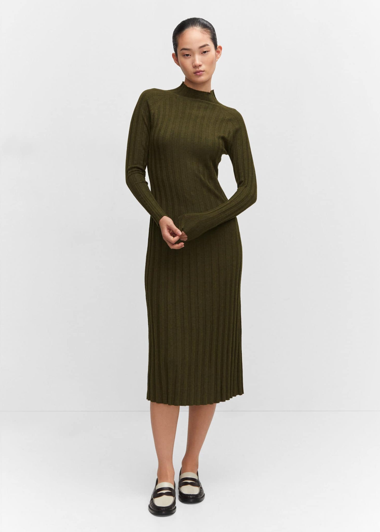 Perkins-neck ribbed dress - General plane