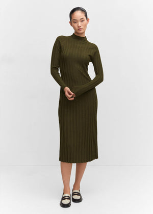 Perkins-neck ribbed dress - General plane